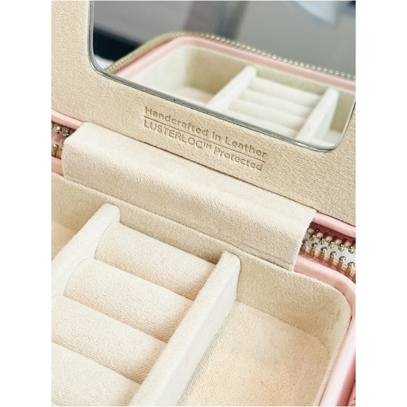 WOLF • Caroline Pink Rose Quartz Quilted Leather Travel Jewelry Case - Picture 12 of 16